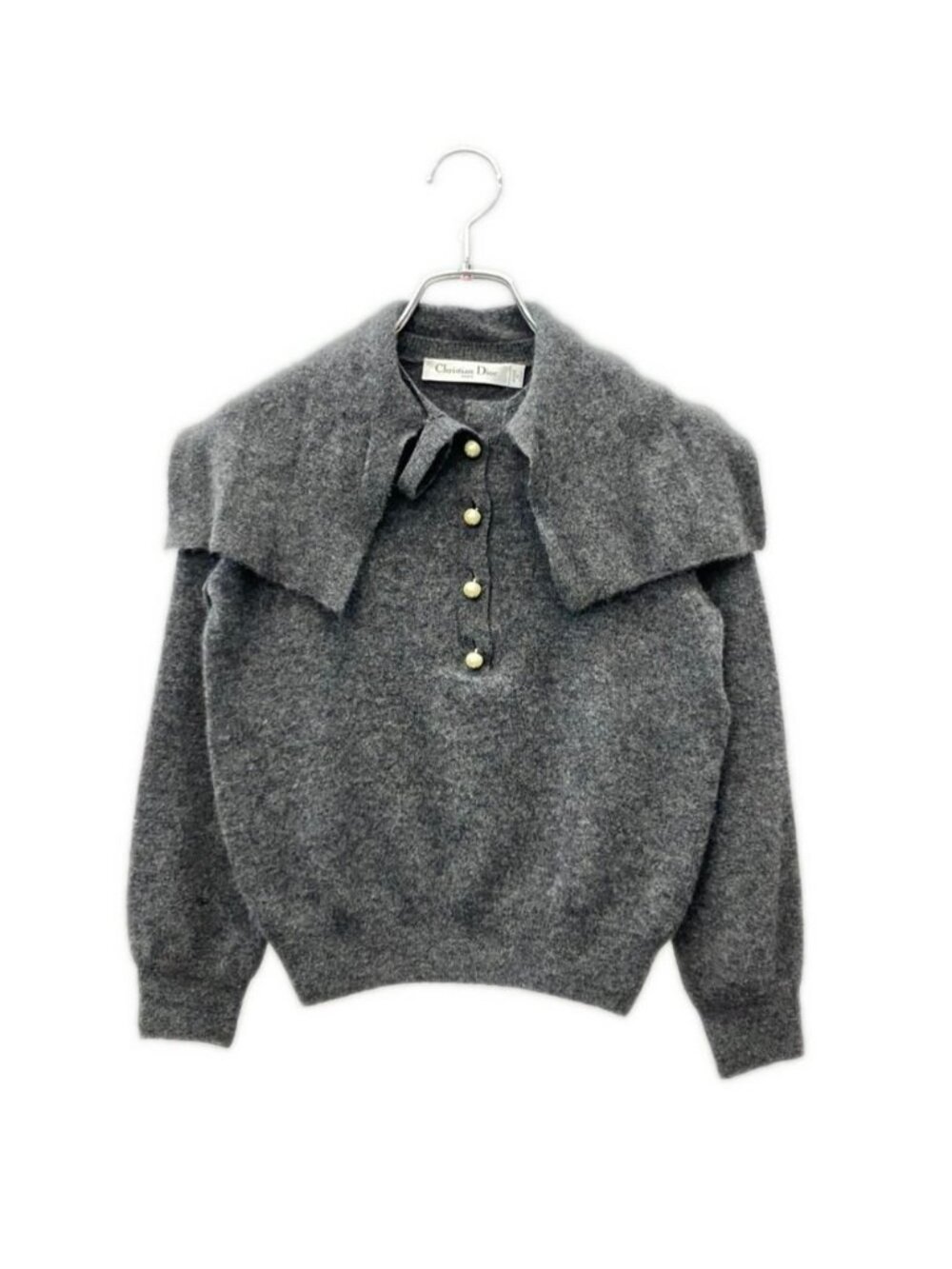 Dior Long Sleeve Knit Cashmere 100% Pearl Button Sweater
